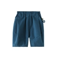 Kids' navy blue loose elastic waist shorts with a cute footprint charm and pockets - 80cm / Glaze Blue