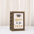 Brown kraft paper graduation gift bag featuring Way to go GRAD text and cap design - 469-5 (21x15x8cm)