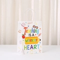 White Teacher appreciation paper gift bag with colorful educational theme illustrations - Teaching Heart Style (470-1) / 21cmx15cmx8cm