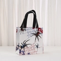 Non-woven gift bag with spider and web prints for parties and shopping uses - White Base Blue Spider Style (9029-5)