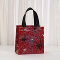 Durable spider web non-woven gift bag with handle for Halloween party and shopping - Red Base Dense Web Spider Style (9029-2)