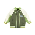 Giacca da baseball per bambini color-block verde scuro e beige con logo AMILA - 90 / Verde Scuro
