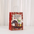Derby Day kraft paper gift bag with horse racing print and red rose flower patterns - Red Rose Border Style (480-5)