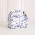 Papierschachtel im blau-weißen Porzellan-Stil mit Griff für Kuchen und Hochzeitsgeschenke - Chinoiserie Classical Floral Style (A025-2) / 16*9*9cm