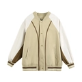 Giacca da baseball per bambini color kaki e marrone con colletto a costine - 160 / Kaki