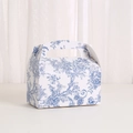Elegante weiße Geschenkbox mit blauem Blumenmuster und integriertem Tragegriff - Vintage Pattern Style (A025-4) / 16*9*9cm