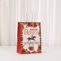 Retro Horse Race kraft shopping bag with red roses design and paper handles - Run For The Roses Art Style (480-1)