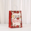 Detail of Run for the Roses kraft paper bag with vintage floral and trophy print - 480-3 Derby Day Theme / 21x15x8cm