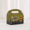 Scatola per dolci in stile fumetto con silhouette urbana e motivi BOOM ZAP per compleanni - Scaglia Giallo-Verde (A027-6) / 16*9*9cm