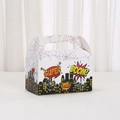 Comic style hero spider print gift box with handle for treats and party favors - White