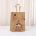 Brown kraft paper gift bag with colorful Happy Birthday prints and sturdy paper handles - 468-3; Height 21cm * Length 15cm * Width 8cm; Kraft Paper