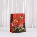 Comic style hero gift bag with spider web patterns and bold WOW BOOOM sound effects - Superhero Red Black Style (489-3)