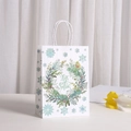 Sacchetto regalo bianco invernale con ghirlanda 'Let it snow' e manici a corda - Ghirlanda Artistica (355-2)