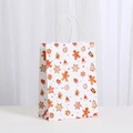 Sac cadeau de Noël en papier kraft blanc avec motifs festifs de bonhomme en pain d'épice - Style Maison de Noël Bonhomme de Pain d'Épices (038-1)