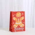 Detailopname van rode kerstcadeautas met peperkoekman-motief en feestelijke tekstbedrukking - Rode Peperkoek Sneeuwvlok Stijl (038-5)
