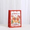 Rode kerstcadeautas met gemberkoekpoppetjes print en stevige witte papieren handvatten - Rode Dubbele Peperkoek met Boom Stijl (038-3)