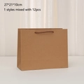 Bolsas de regalo de papel kraft marrón con asas, 27x21x10cm, pack de 12 para compras - Horizontal Mediano