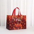 Laminated Thanksgiving non-woven gift bag with turkey print and Gobble Gobble text - Turkey with Text Red Handle (8005-5)