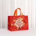 Detail der Happy Thanksgiving Vliestasche mit Truthahn-Motiv und Herbstlaub-Druck - Roter Truthahn Erntedank Stil (8005-2) / 33*25*17