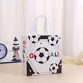 Waterproof football theme non-woven gift bag with goal print and sturdy white handle - Classic Football (2009-1) / 23x22x11