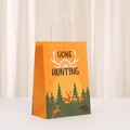 Gone Hunting paper gift bag with forest silhouettes and sturdy white rope handles - Gone Hunting Forest Style (454-6)