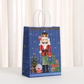 Blue Nutcracker Christmas gift bag with festive soldier print and twisted handles - Style 449-5 (21x15x8cm)