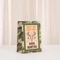 Detail of deer hunter camouflage paper gift bag with white twisted rope handles - Camouflage Deer Hunter Style (454-1)