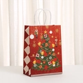 Festive red Christmas Nutcracker paper gift bag with golden bells and snowflake patterns - Style 449-4 (21x15x8cm)