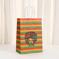 Sac cadeau Black History Month avec rayures panafricaines et illustration artistique - Portrait Artistique Femme Africaine (459-1)