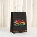 Cadeautas Black History Month van kraftpapier met kleurrijke Afrikaanse kaart en handvaten - Afrikaanse Kaart Silhouet Stijl (459-6)