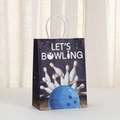 Detail of Let's Bowling kraft paper gift bag with white paper rope handles - 21*15*8 / Dark Blue Lets Bowling Style (456-5)