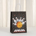 Black bowling theme paper gift bag with white rope handle and bowling ball graphics - 21*15*8 / Black Bowling Ray Style (456-4)