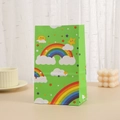 Sacchetto regalo verde arcobaleno con nuvole colorate e stelle per feste di compleanno - Verde (H008)