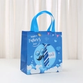 Blue Father's Day non-woven gift bag with Happy Father's Day text and tie pattern - Greeting Pattern Style (2014-2) / 23*22*11