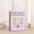 Purple donut shop kraft paper gift bag with colorful prints and white rope handles - Purple Donut Shop Style (424-2) / Purple