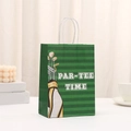 Bolsa de regalo verde con diseño de golf PAR-TEE TIME y asas de cuerda blancas - Estilo de Bolsa de Golf (427-6)