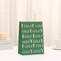 Bolsa de regalo de golf verde oscuro con asa de algodón blanco y estampado repetitivo - Estilo de Silueta de Jugador de Golf (427-1)