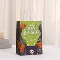 Halloween Papiertüte mit Happy Halloween Aufdruck, schwarze Geschenktüte aus Kraftpapier - Schwarzer Happy Halloween Stil (433-1)