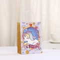 Close-up of unicorn gift bag with purple finish and gold glitter accents for party favors - Purple Unicorn Style (434-5) / 21x15x8