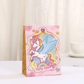 Pink unicorn kraft paper gift bag with glitter details and Party Time print for events - Pink Unicorn Party Style (434-3) / 21x15x8