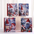 Vierer-Set Weihnachts-Geschenktüten mit Zwergenmotiven und roten Kordelgriffen - Weihnachtswichtel Gemischte Stile (K6002) / 23x18x10cm