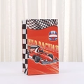 Sacchetto regalo in carta kraft rossa Wild Racing con stampa F1 e motivi a scacchi - Motivo Corsa Rosso (H009-3) / 22x13x8