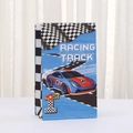 Sacchetto regalo in carta blu con auto da corsa e bandiera a scacchi per compleanno - Motivo Corsa Blu (H009-2) / 22x13x8