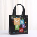 Black non-woven gift bag with colorful science periodic table elements and chemical formulas - Science Lab Elements Style (9018-6)