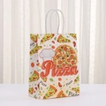 White kraft paper pizza gift bag with colorful illustration and sturdy rope handles - White Pizza Chef Style (440-4) / 21*15*8