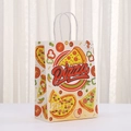 Pizza theme kraft paper gift bag with colorful food illustrations and paper handles - White Delicious Pizza Style (440-5) / 21*15*8