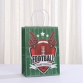 Green football championship paper gift bag with white rope handles for sports theme parties - Star Champion Design (439-6)