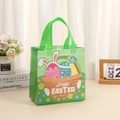 Green non-woven Happy Easter gift bag with rabbit ears and colorful egg basket print - 29*27*12 / Grass Green