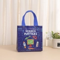 Navy blue non-woven science themed gift bag with Science Matters print and blue handles - Science Matters Style (9012-4) / 20x20x9cm / Dark Blue