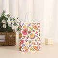 Cartoon Mexican fiesta themed gift paper bag with festive patterns and white rope handles - Mexican Illustration White Theme (381-6)